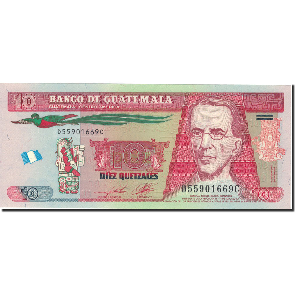 Banknote, Guatemala, 10 Quetzales, 2011, 2011-05-11, KM:123, UNC(64)