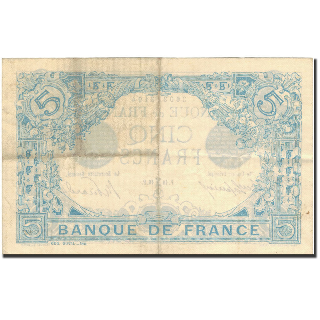 Francia, 5 Francs, Bleu, 1916, 1916-02-18, EBC, Fayette:2.36, KM:70