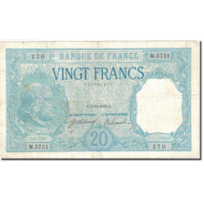 France, 20 Francs, Bayard, 1918, 1918-11-05, TB+, Fayette:11.3, KM:74