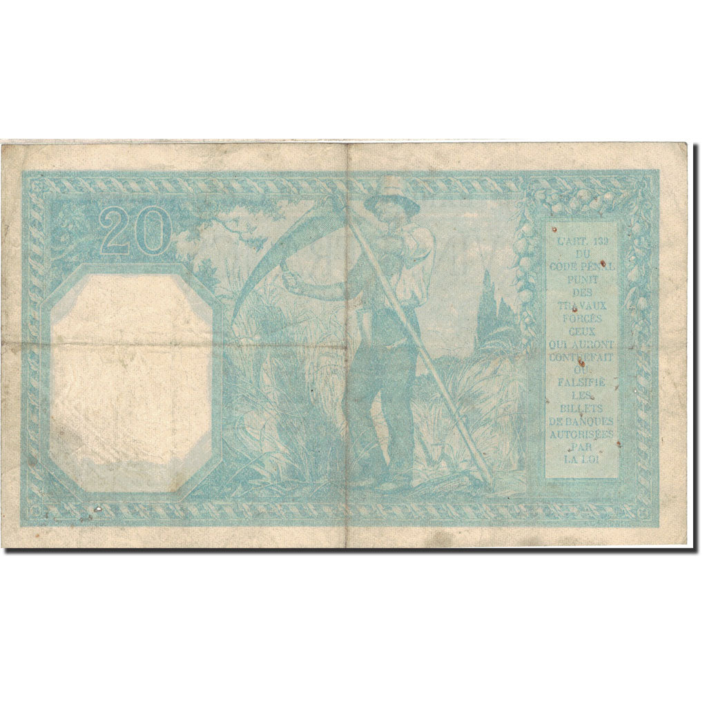 Francja, 20 Francs, Bayard, 1917, 1917-07-24, VF(20-25), Fayette:11.2, KM:74