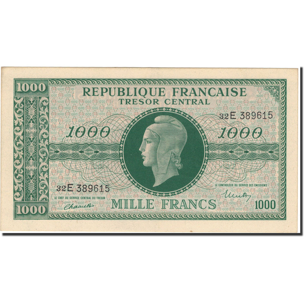 Francja, 1000 Francs, Marianne, 1945, 1945, AU(55-58), Fayette:VF13.2, KM:107