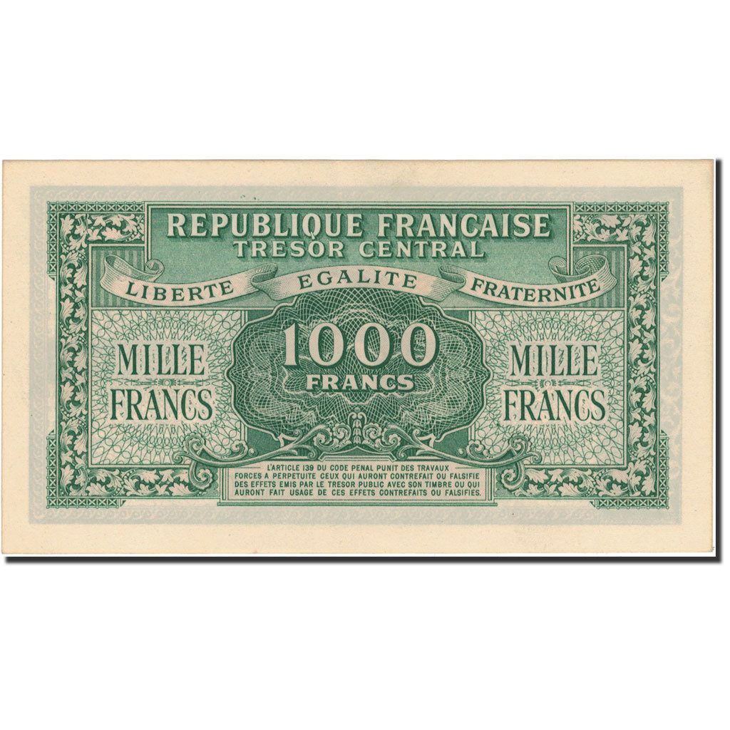 Francja, 1000 Francs, Marianne, 1945, 1945, AU(55-58), Fayette:VF13.2, KM:107