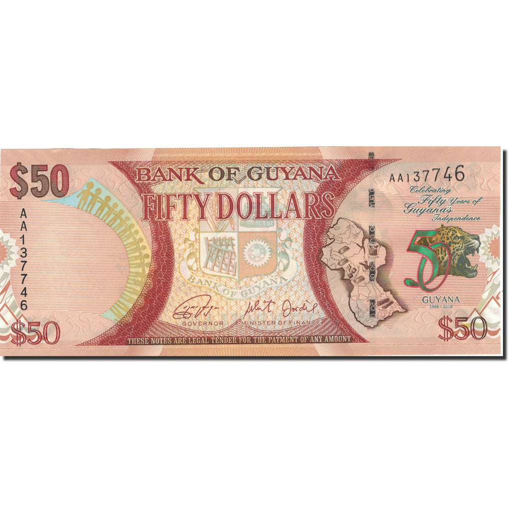 Nota, Guiana, 50 Dollars, 2016, KM:41, UNC(63)