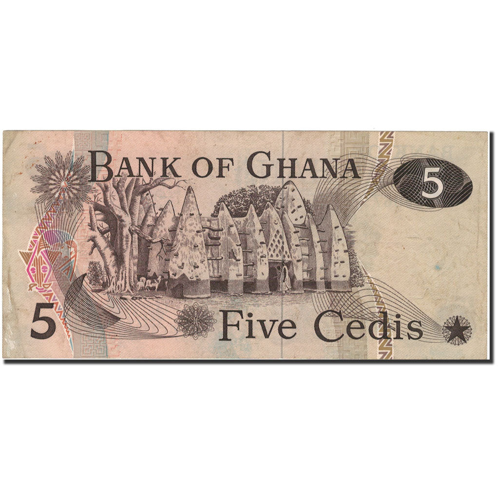 Banconote, Ghana, 5 Cedis, 1977, 1977-07-04, KM:15b, MB+