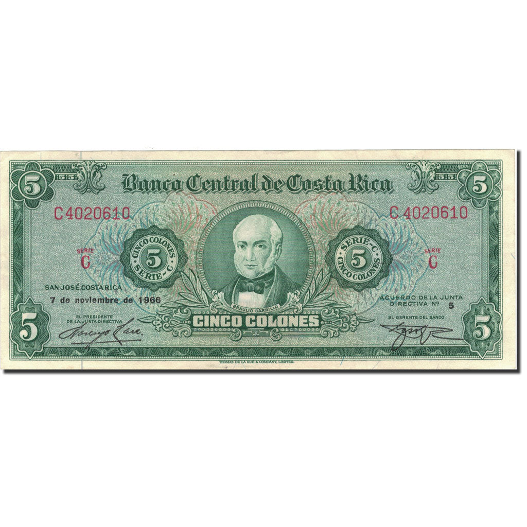 Geldschein, Costa Rica, 5 Colones, 1966, 1966-11-07, KM:228a, SS+