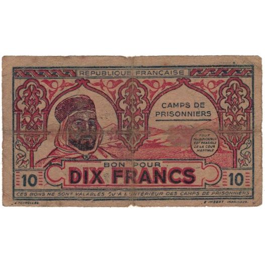 Banconote, Algeria, 10 Francs, 1943, 1943, B+