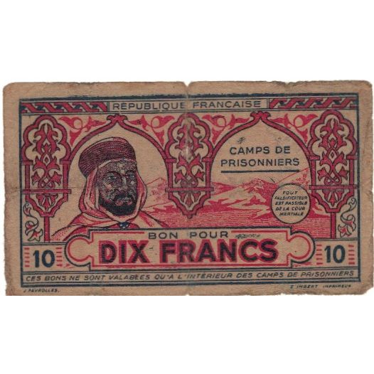 Banconote, Algeria, 10 Francs, 1943, 1943, B+