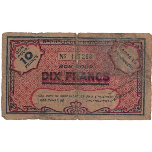 Banconote, Algeria, 10 Francs, 1943, 1943, B+