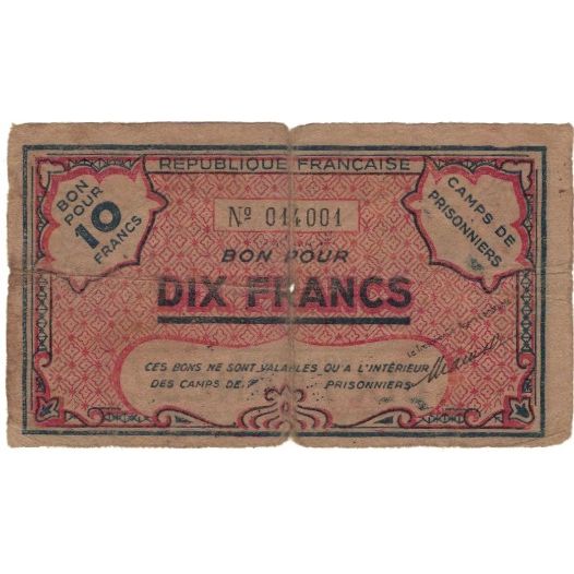 Banknot, Algieria, 10 Francs, 1943, 1943, F(12-15)