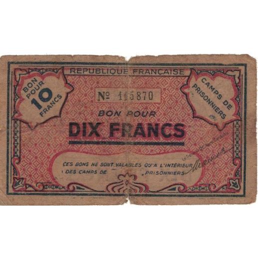 Billet, Algeria, 10 Francs, 1943, 1943, B+