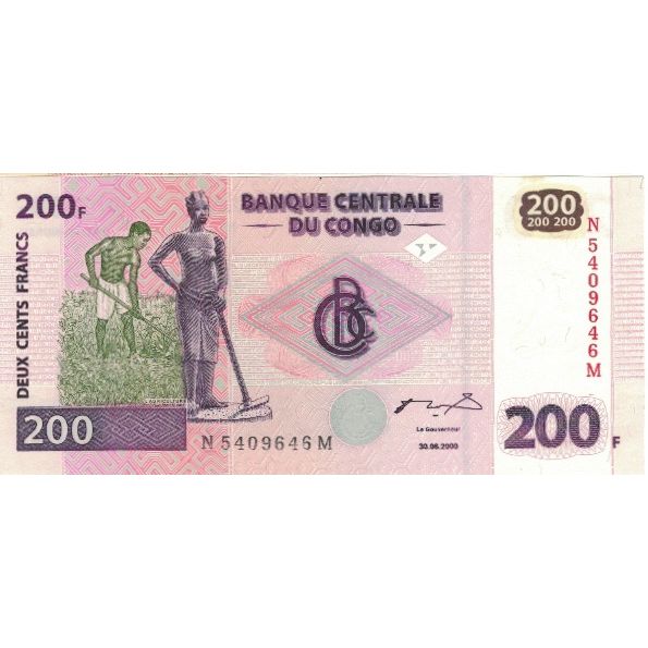 Banknot, Republika Demokratyczna Konga, 200 Francs, 2000, 2000-06-30, KM:95a1
