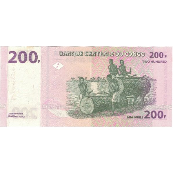 Banknot, Republika Demokratyczna Konga, 200 Francs, 2000, 2000-06-30, KM:95a1