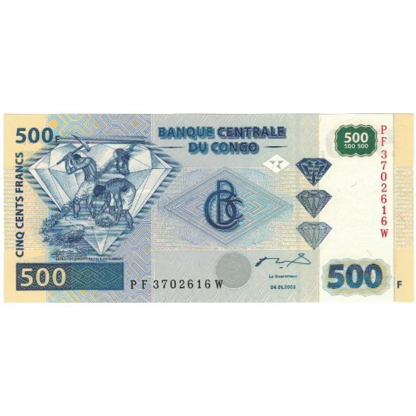 Banknote, Congo Democratic Republic, 500 Francs, 2002, 2002-01-04, KM:96a
