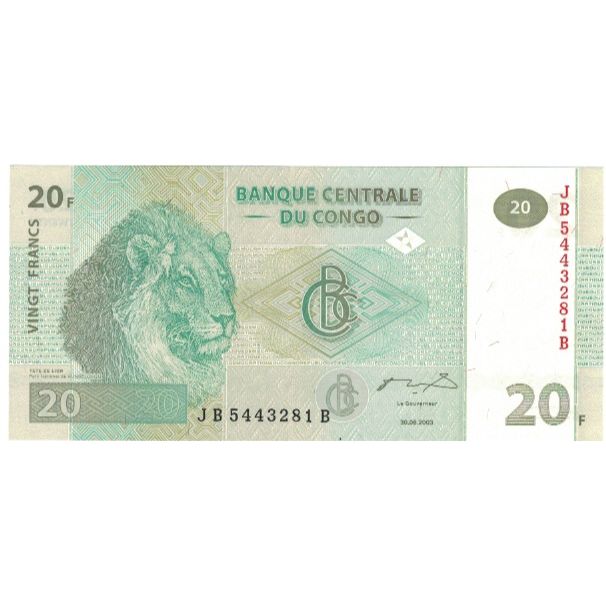 Banknot, Republika Konga, 20 Francs, 2003, 2003-06-30, UNC(65-70)