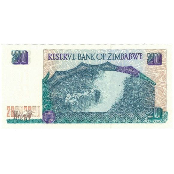 Billete, 20 Dollars, 1997, Zimbabue, KM:7a, UNC