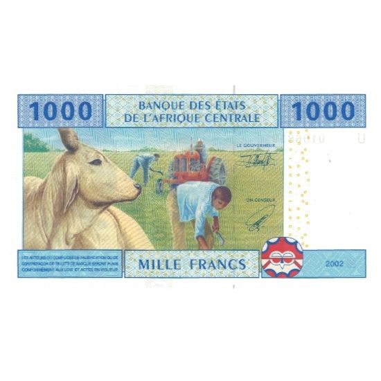 Banknote, Central African States, 1000 Francs, 2002, 2002, KM:107T, UNC(65-70)