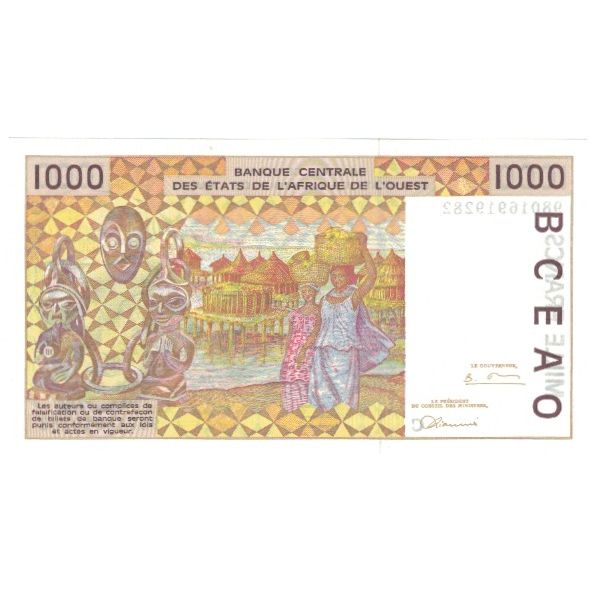 Nota, Estados da África Ocidental, 1000 Francs, 2003, 2003, KM:111Ai