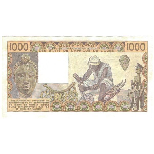 Banconote, Stati dell'Africa occidentale, 1000 Francs, 1989, KM:207Bh, FDS