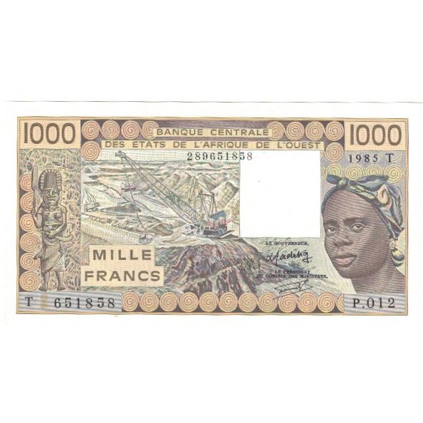 Banconote, Stati dell'Africa occidentale, 1000 Francs, 1985, KM:207Be, FDS