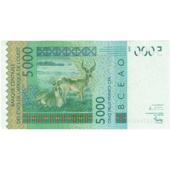 Banconote, Stati dell'Africa occidentale, 5000 Francs, 2003, 2003, KM:117Aa, SPL