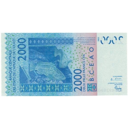 Geldschein, West African States, 2000 Francs, 2003, 2003, KM:316Ca, UNZ-