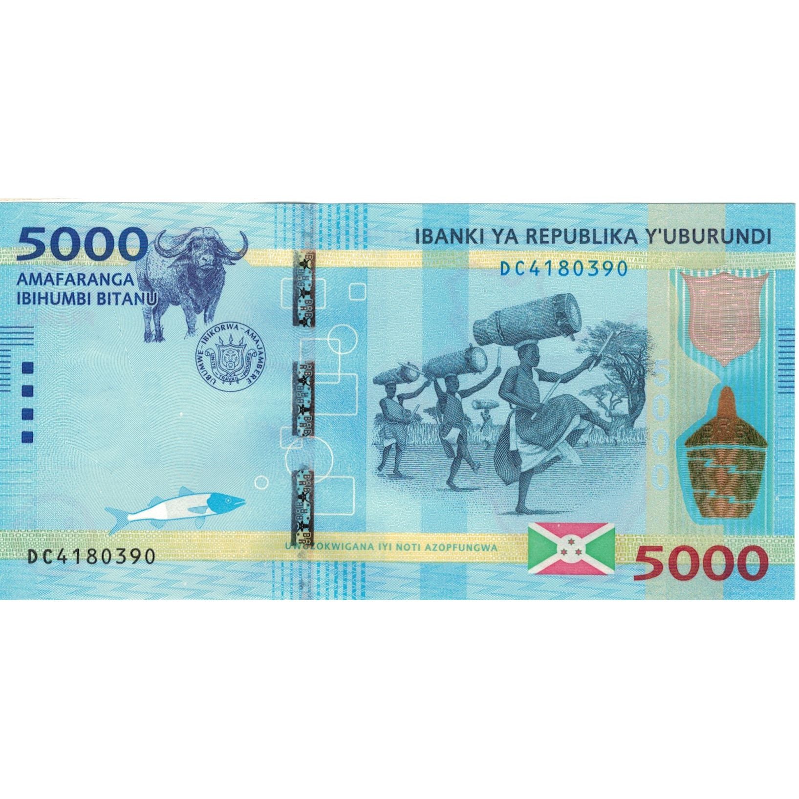 Geldschein, Burundi, 5000 Francs, 2015, 2015.01.15, KM:53, VZ+