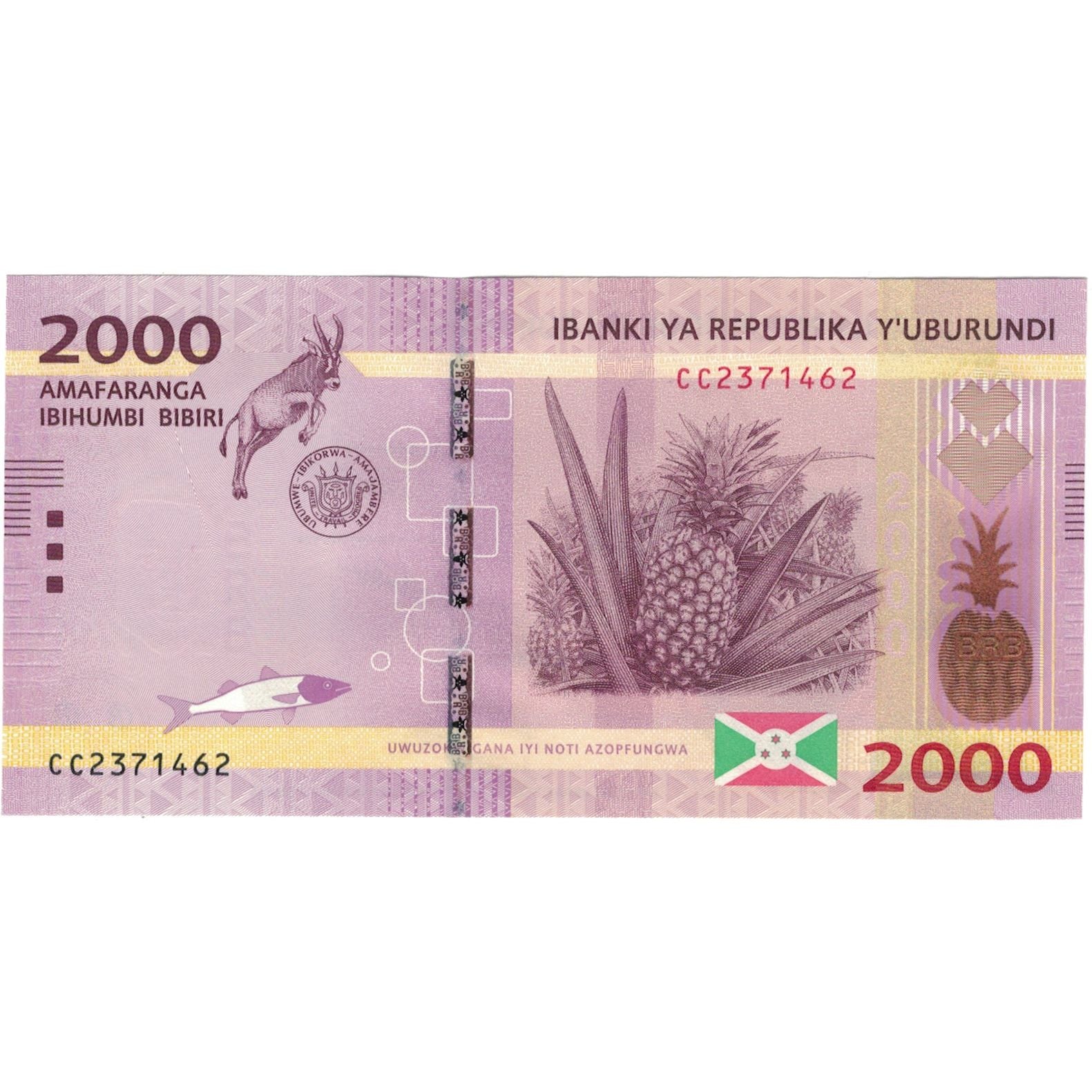 Banconote, Burundi, 2000 Francs, 2015, 2015.01.15, KM:52, SPL-