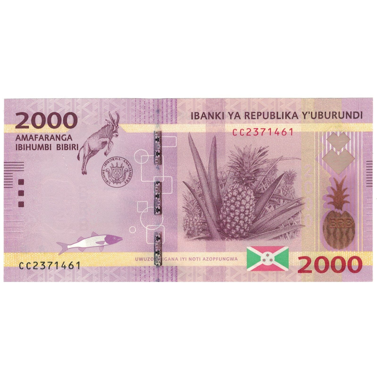 Geldschein, Burundi, 2000 Francs, 2015, 2015.01.15, KM:52, VZ