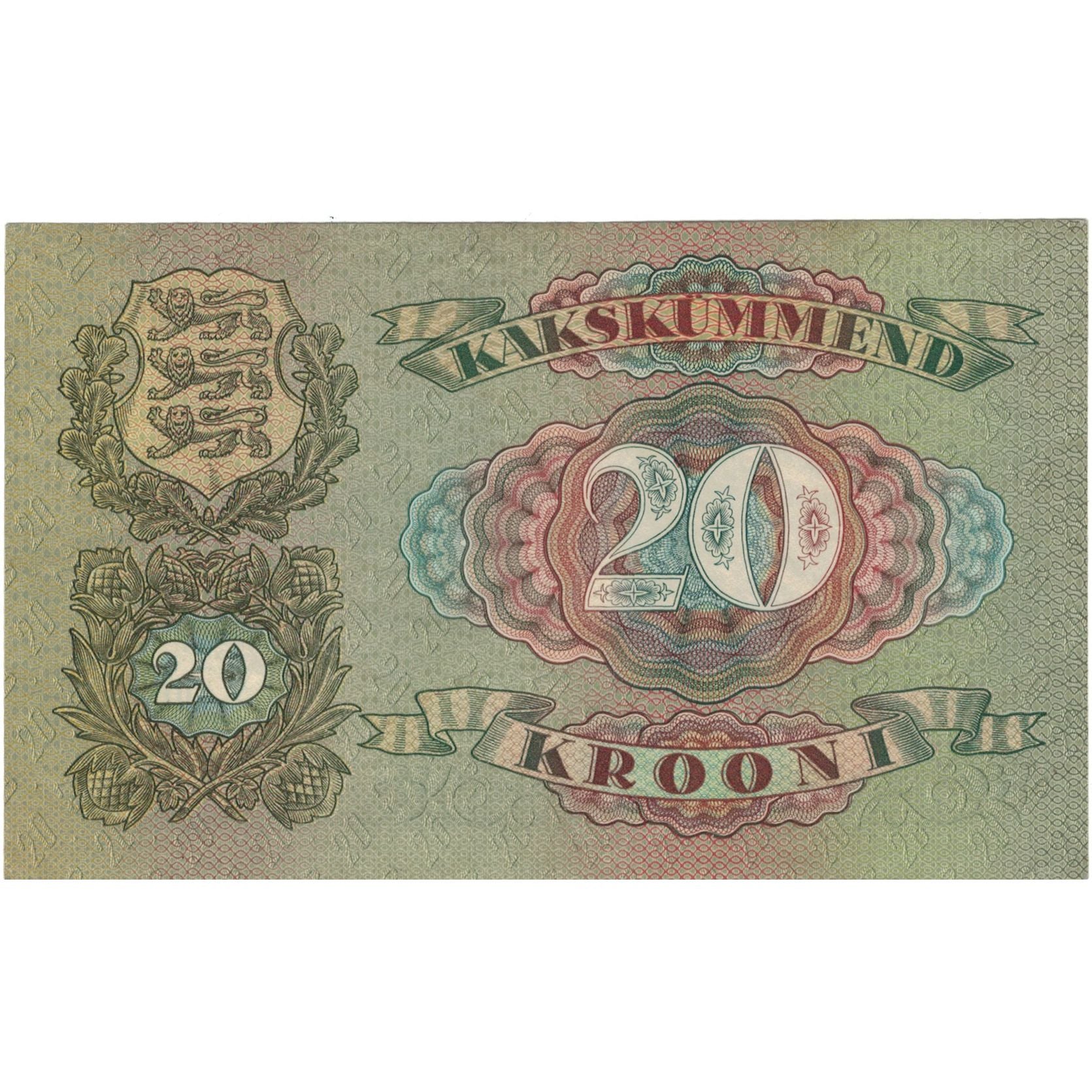 Banconote, Estonia, 20 Krooni, 1932, 1932, KM:64a, SPL