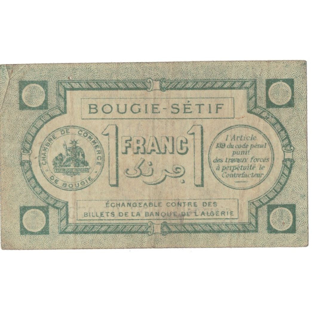 Banconote, Algeria, 1 Franc, Chambre de Commerce, 1915, 1915-04-17, MB+