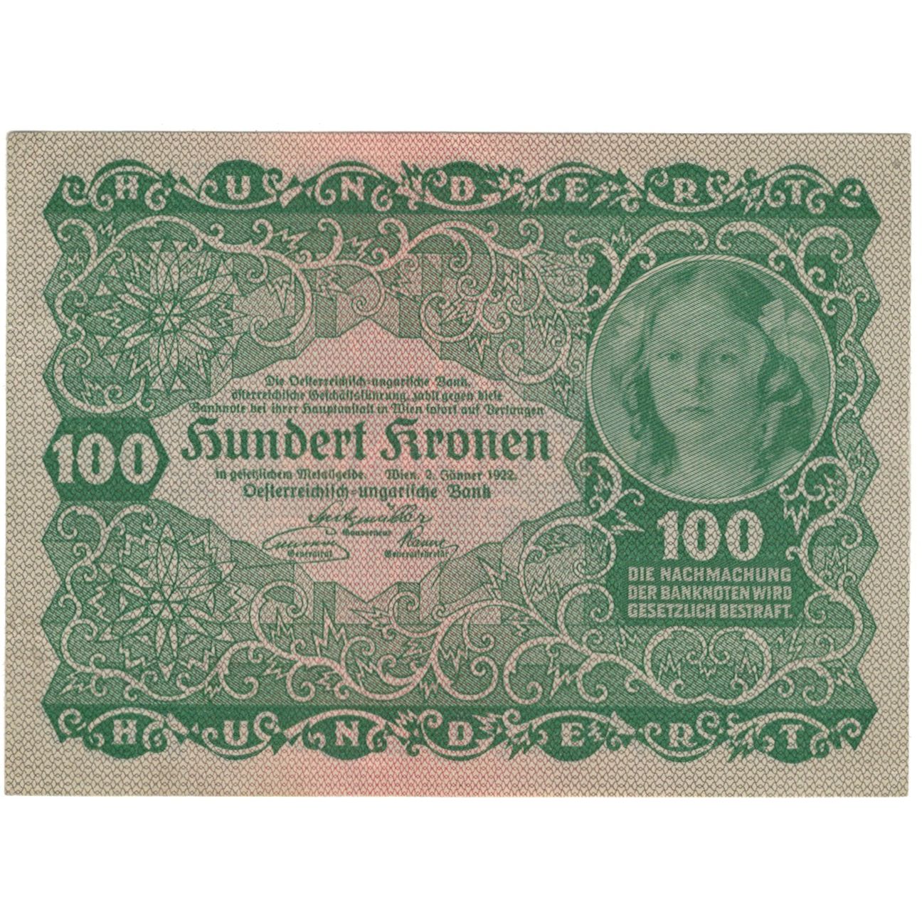 Banknote, Austria, 100 Kronen, 1922, 1922-02-01, KM:77, UNC(63)