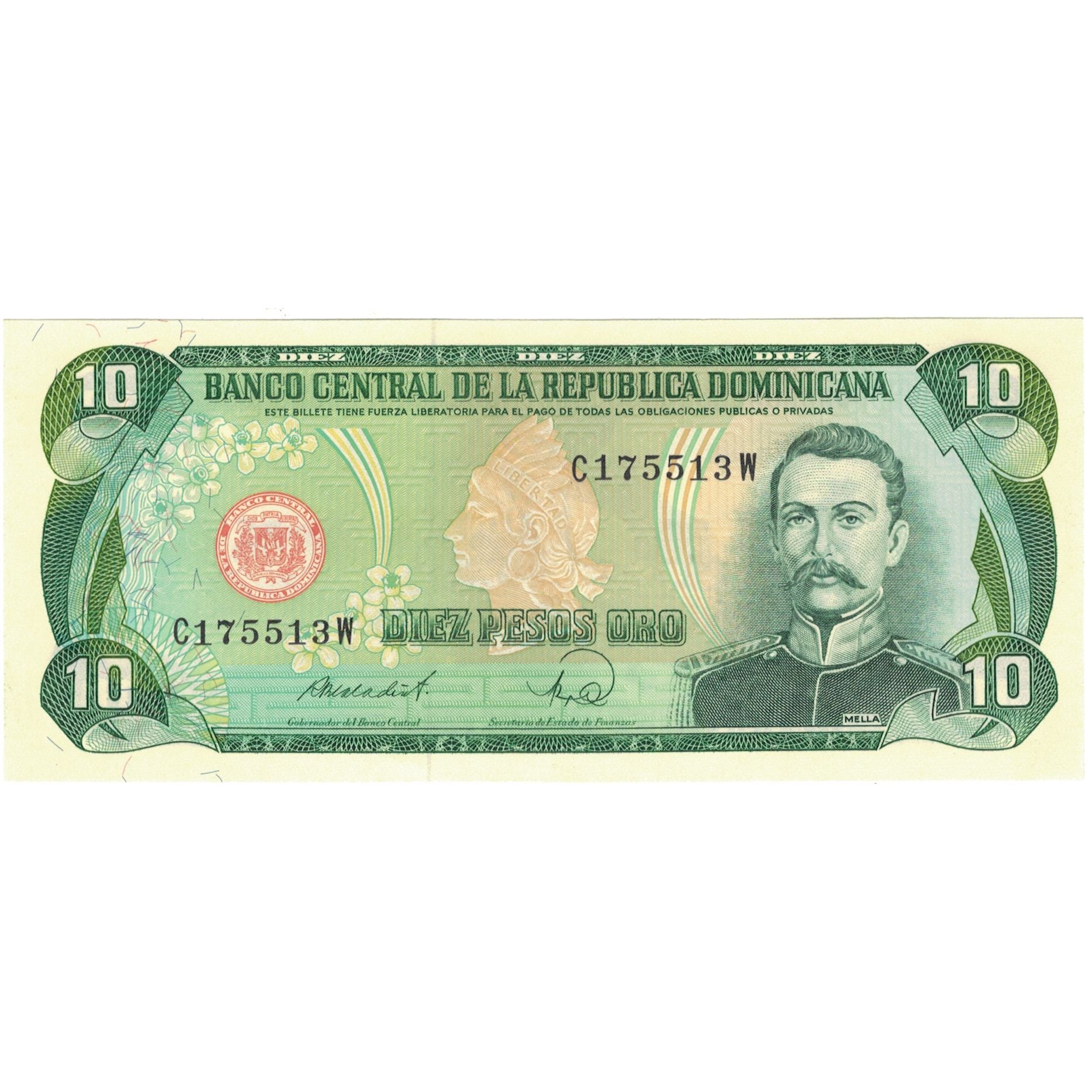 Biljet, Dominicaanse Republiek, 10 Pesos Oro, 1988, 1988, KM:119c, SPL+