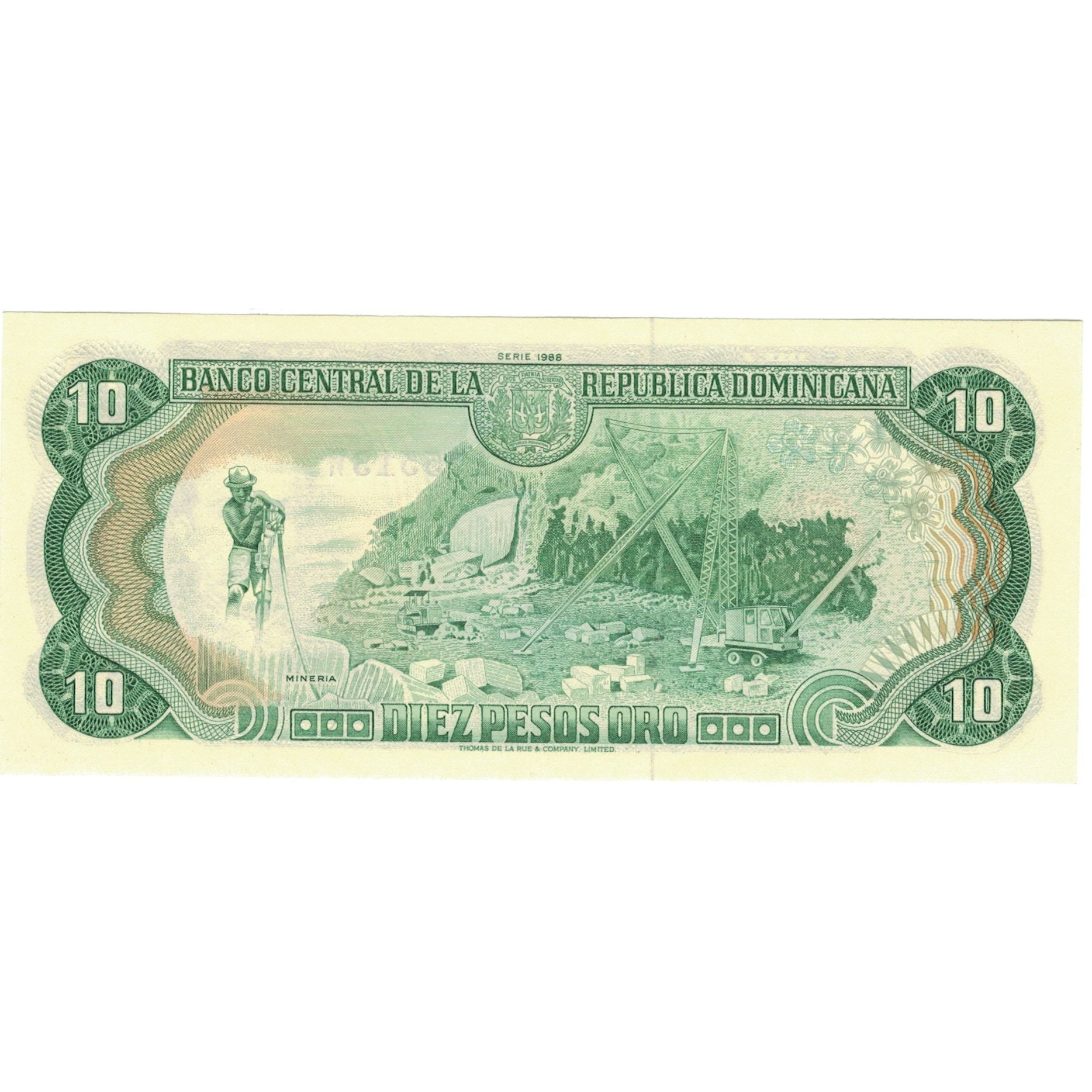 Biljet, Dominicaanse Republiek, 10 Pesos Oro, 1988, 1988, KM:119c, SPL+