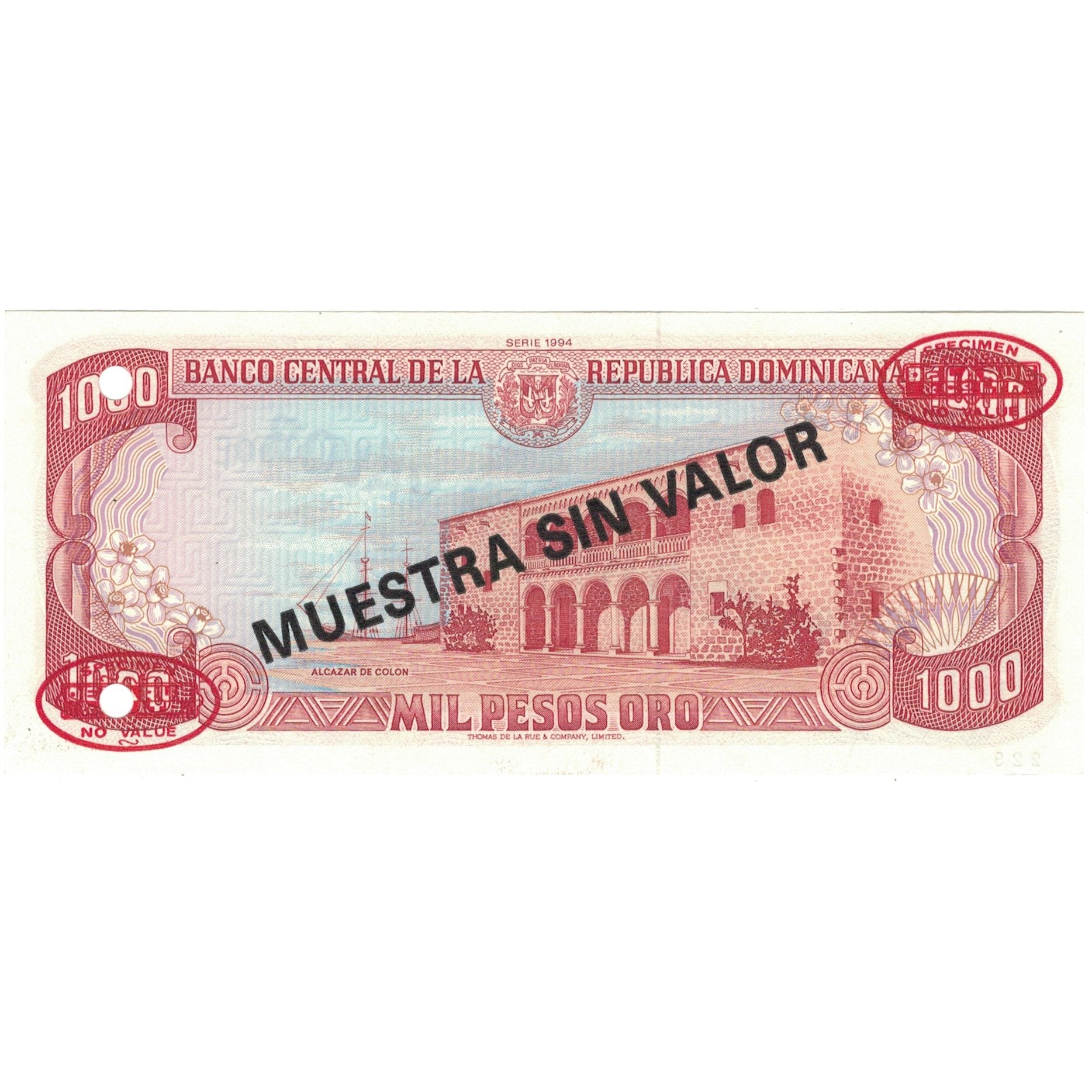 Billet, Dominican Republic, 1000 Pesos Oro, 1994, 1994, KM:138s3, SPL+