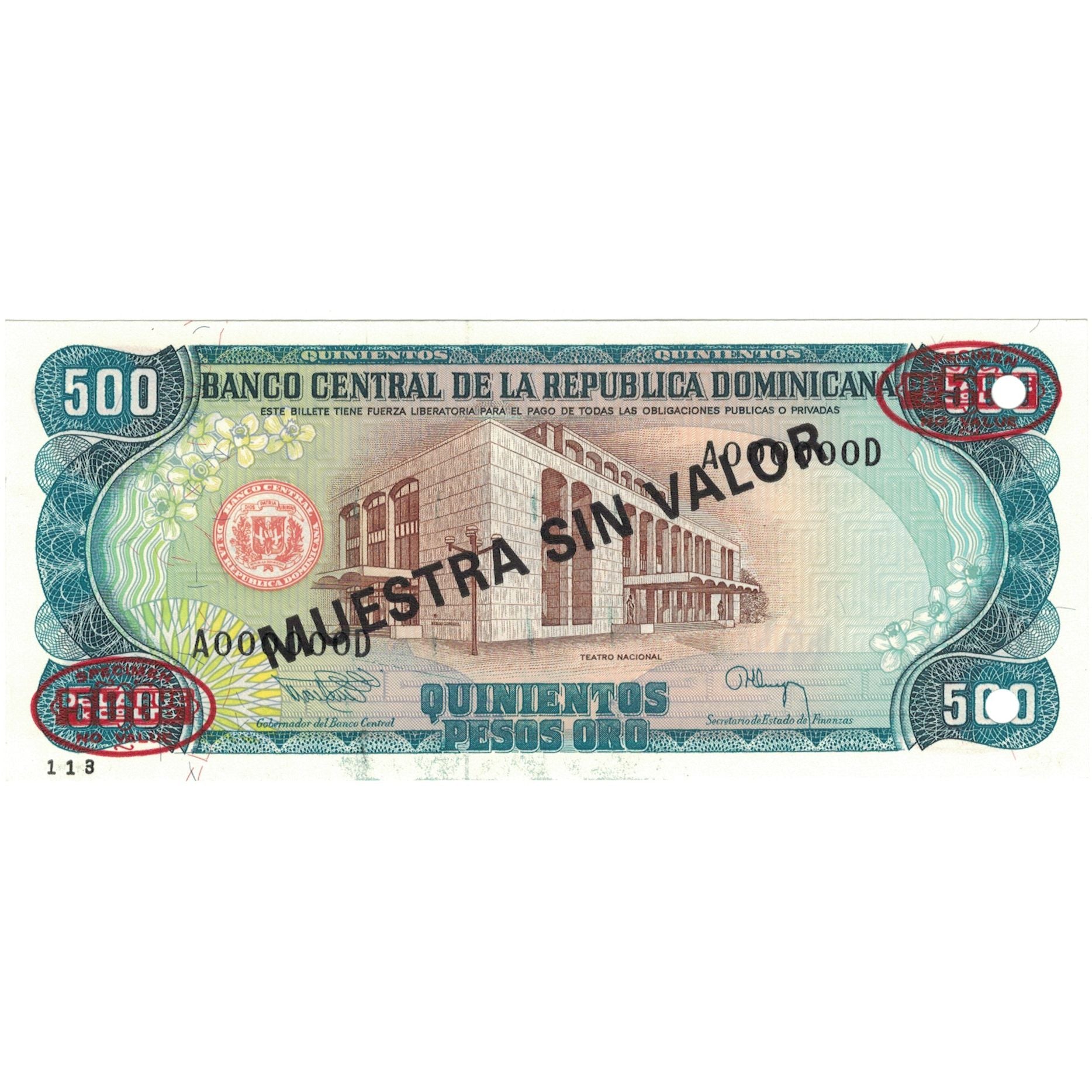 Billet, Dominican Republic, 500 Pesos Oro, 1994, 1994, Specimen, KM:137s2, SPL+