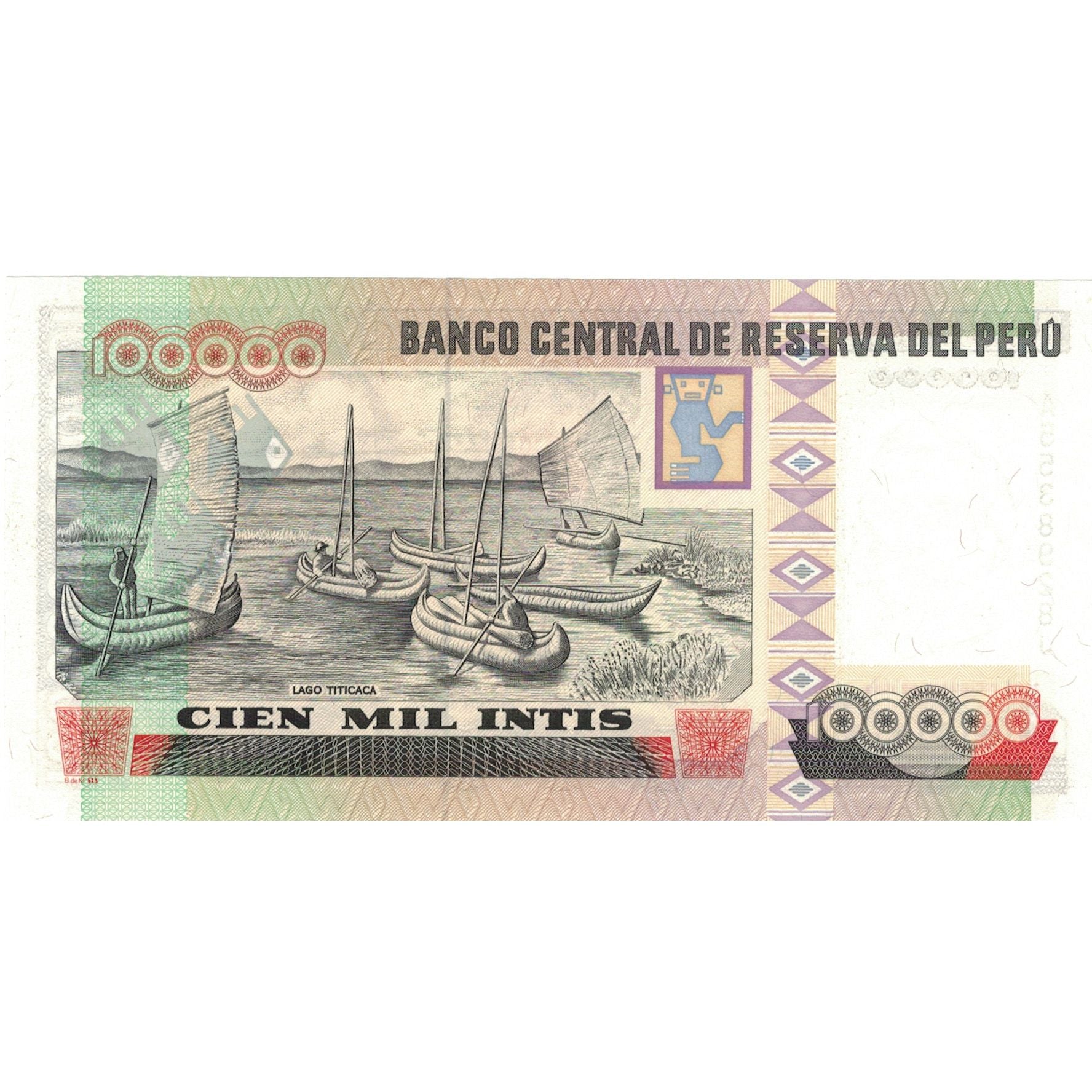 Banknote, Peru, 100,000 Intis, 1989, 1989-12-21, KM:145, UNC(65-70)