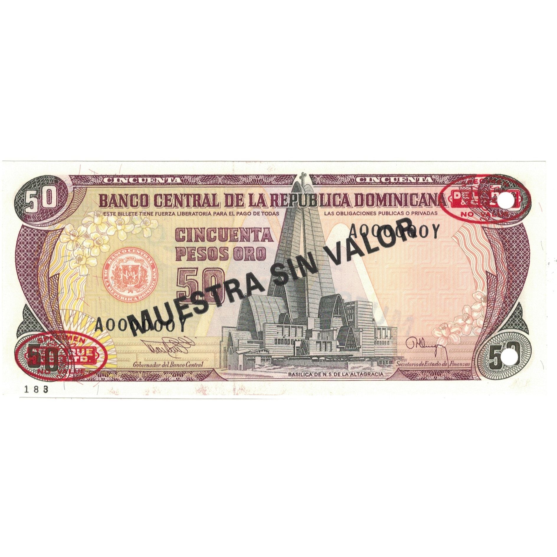 Biljet, Dominicaanse Republiek, 50 Pesos Oro, 1994, 1994, Specimen, KM:135s2