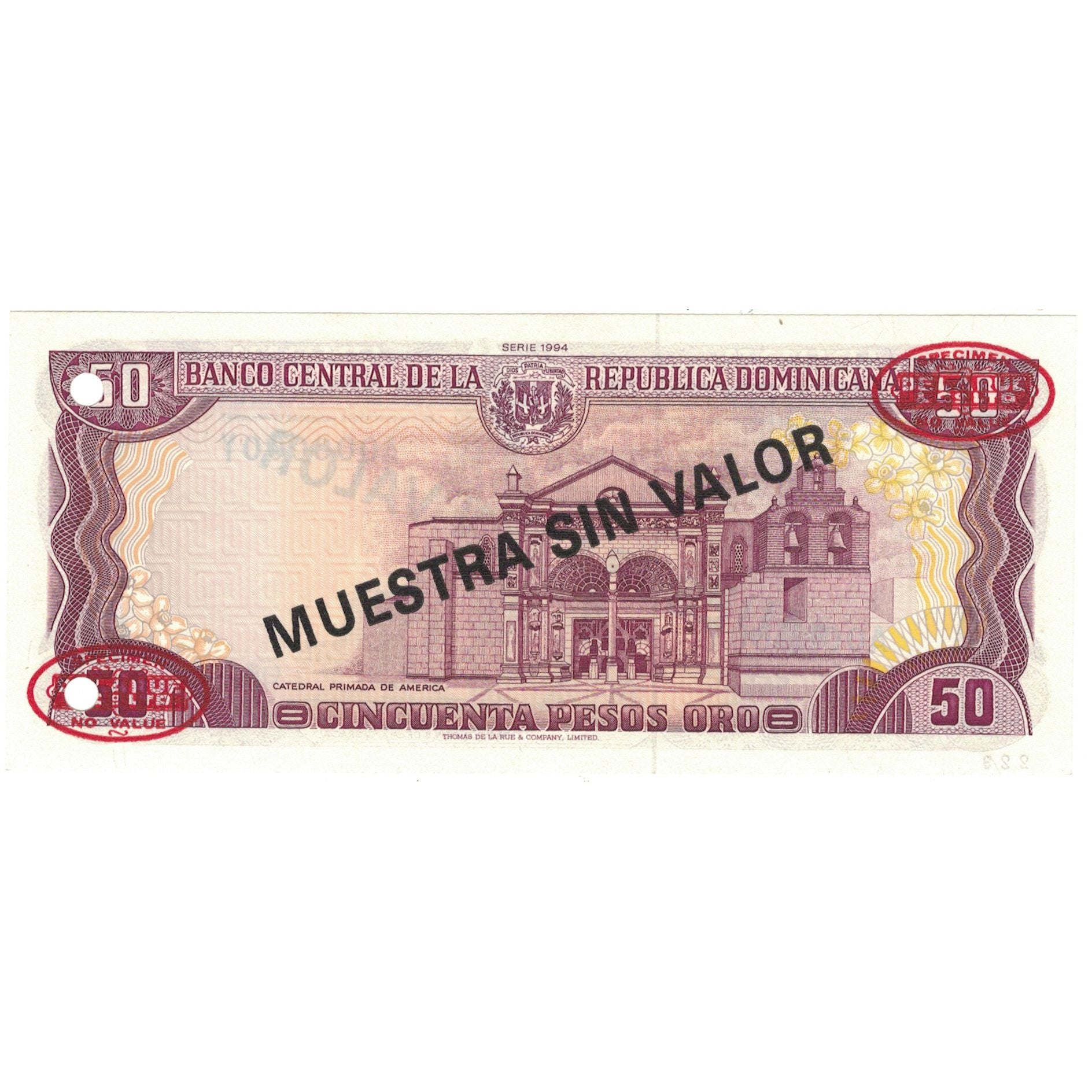 Biljet, Dominicaanse Republiek, 50 Pesos Oro, 1994, 1994, Specimen, KM:135s2