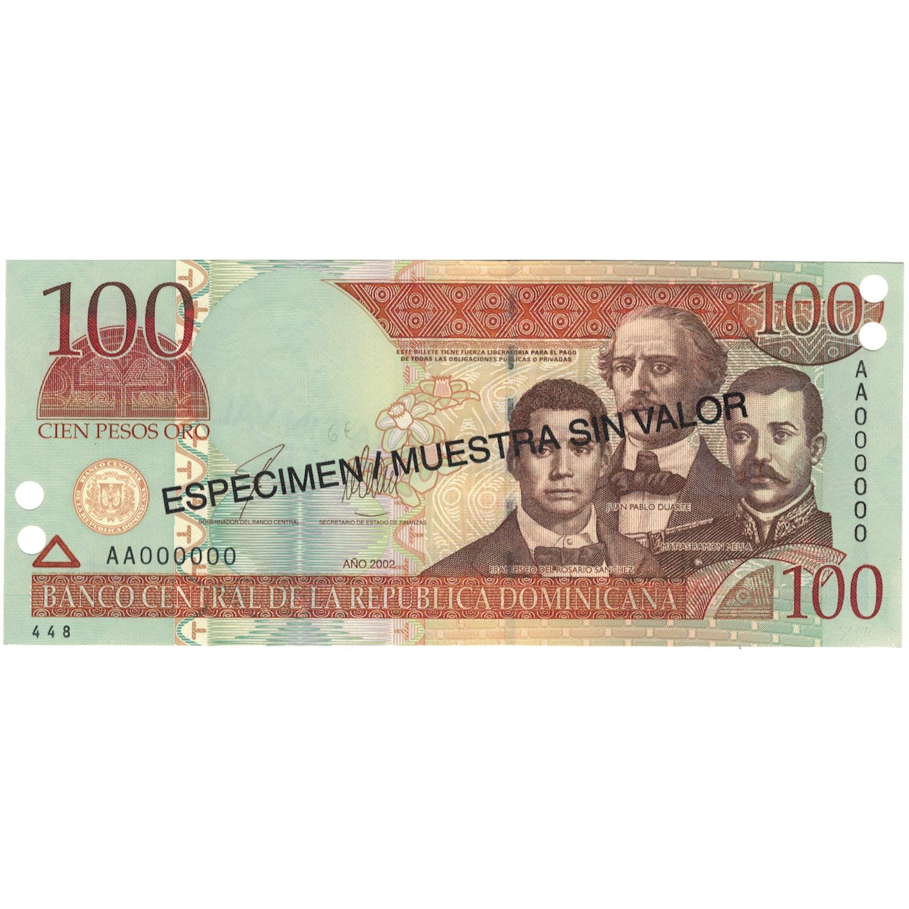 Banknote, Dominican Republic, 100 Pesos Oro, 2002, 2002, Specimen, KM:171s2