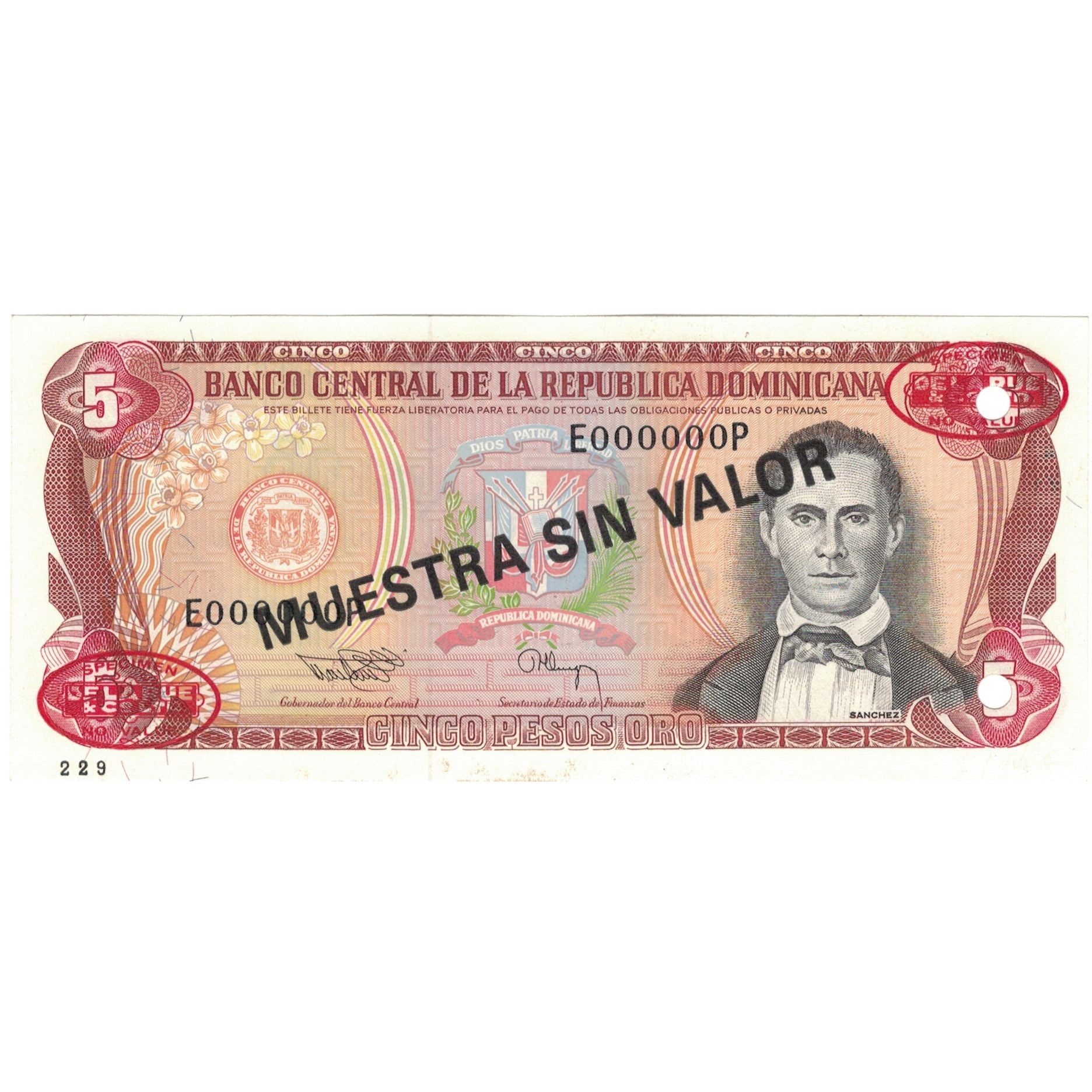 Billet, Dominican Republic, 5 Pesos Oro, 1994, 1994, Specimen, KM:146s, SUP+
