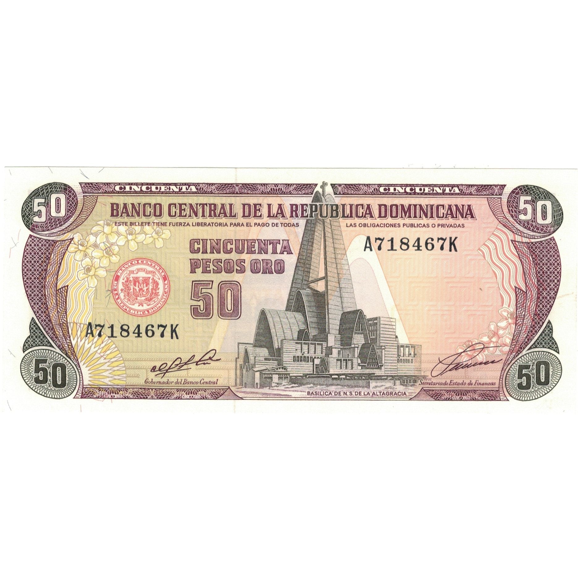 Billet, Dominican Republic, 50 Pesos Oro, 1991, 1991, KM:135b, SPL+