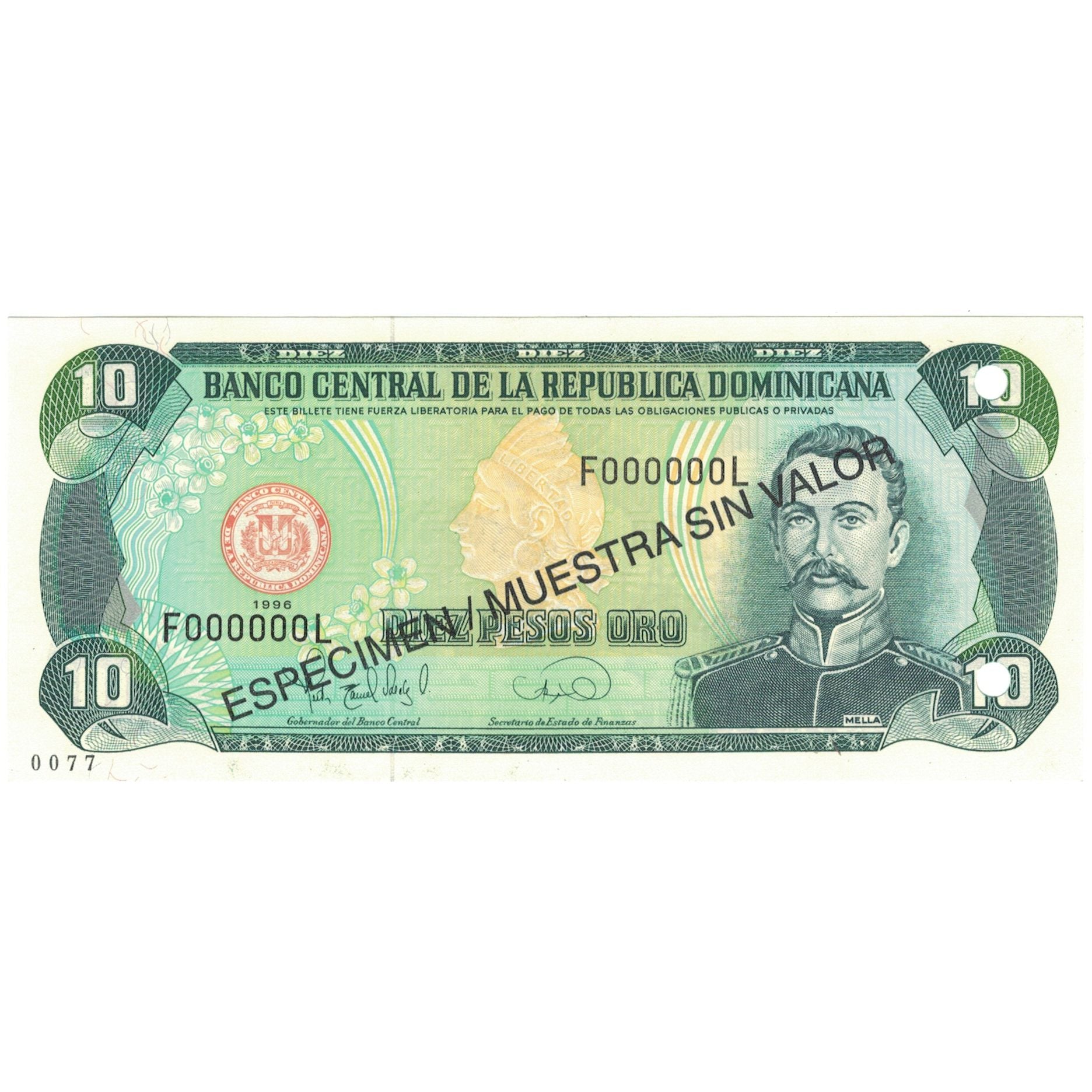 Billet, Dominican Republic, 10 Pesos Oro, 1996, 1996, Specimen, KM:153s, SPL