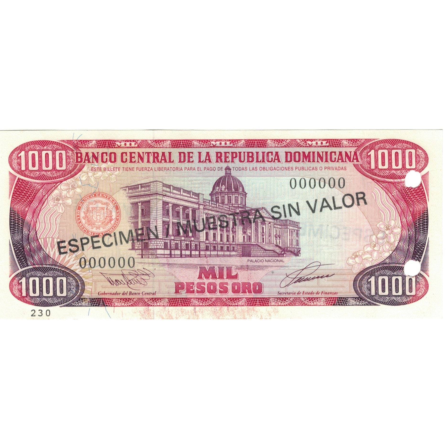 Nota, República Dominicana, 1000 Pesos Oro, 1993, 1993, KM:145s, AU(50-53)