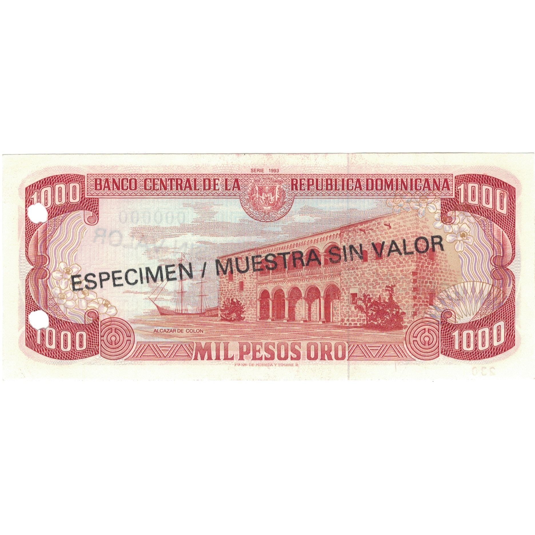 Nota, República Dominicana, 1000 Pesos Oro, 1993, 1993, KM:145s, AU(50-53)