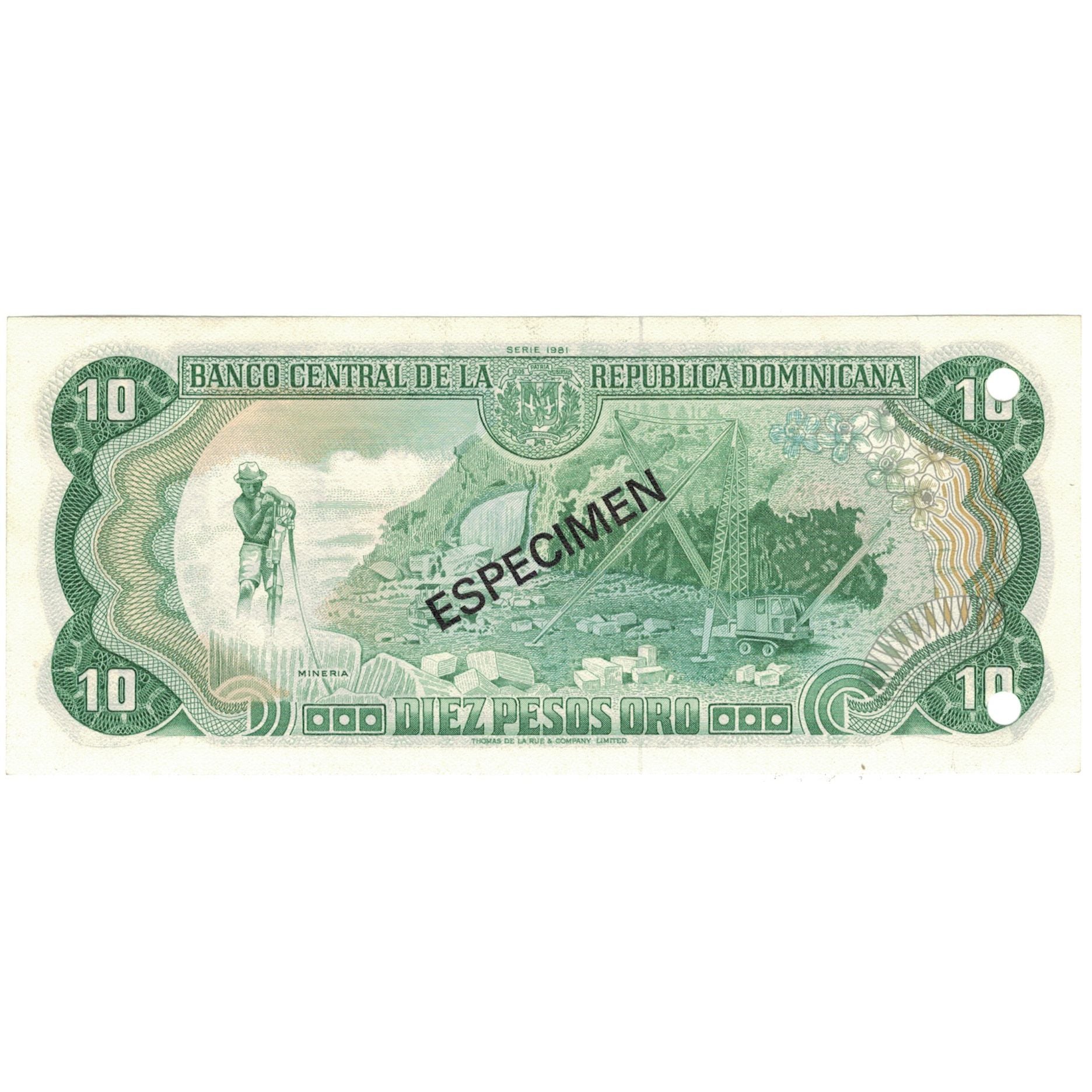 Banknote, Dominican Republic, 10 Pesos Oro, 1981, 1981, Specimen, KM:119s1