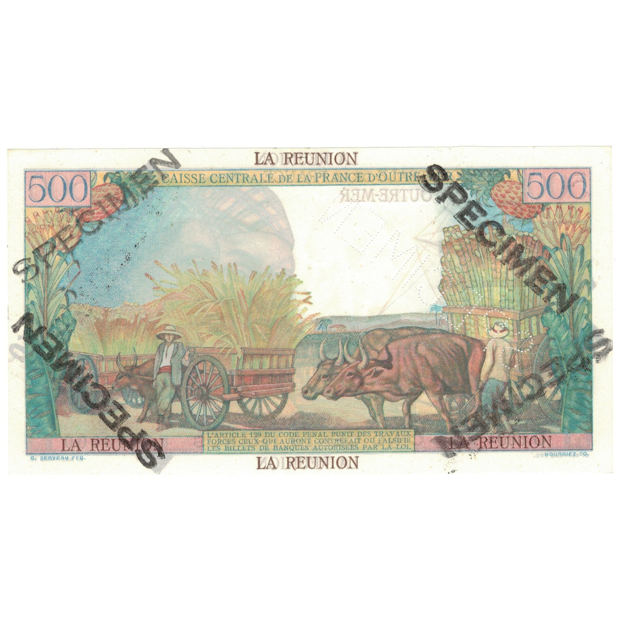 Geldschein, Réunion, 500 Francs, Specimen, KM:46s, UNZ-