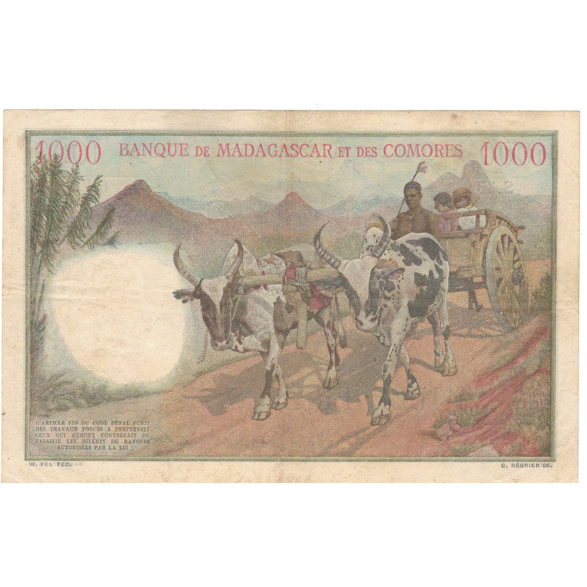 Banknote, Madagascar, 1000 Francs, 1950, 1950-03-14, KM:48a, AU(55-58)