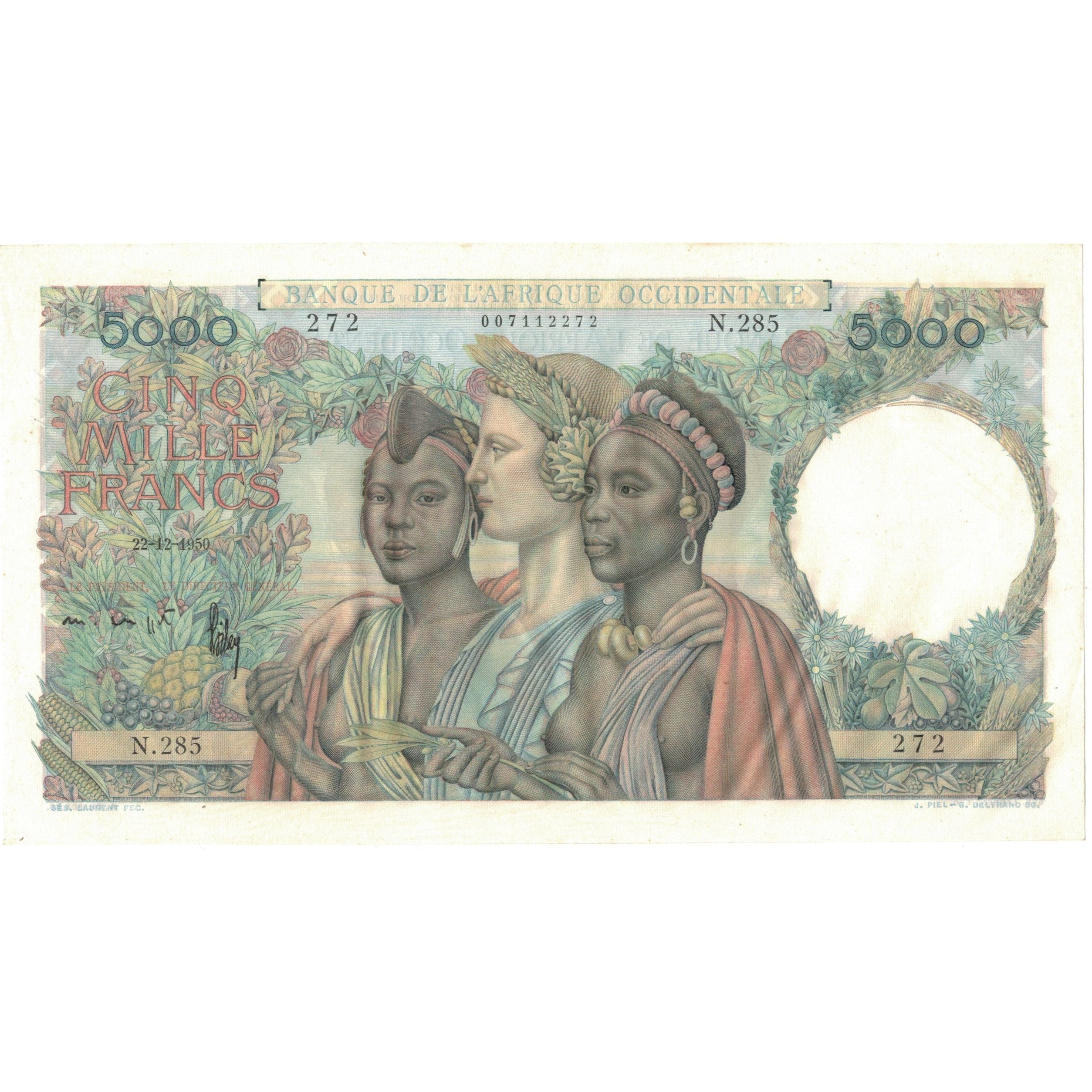 Billete, 5000 Francs, 1950, África oriental francesa, 1950-12-22, KM:43, SC+
