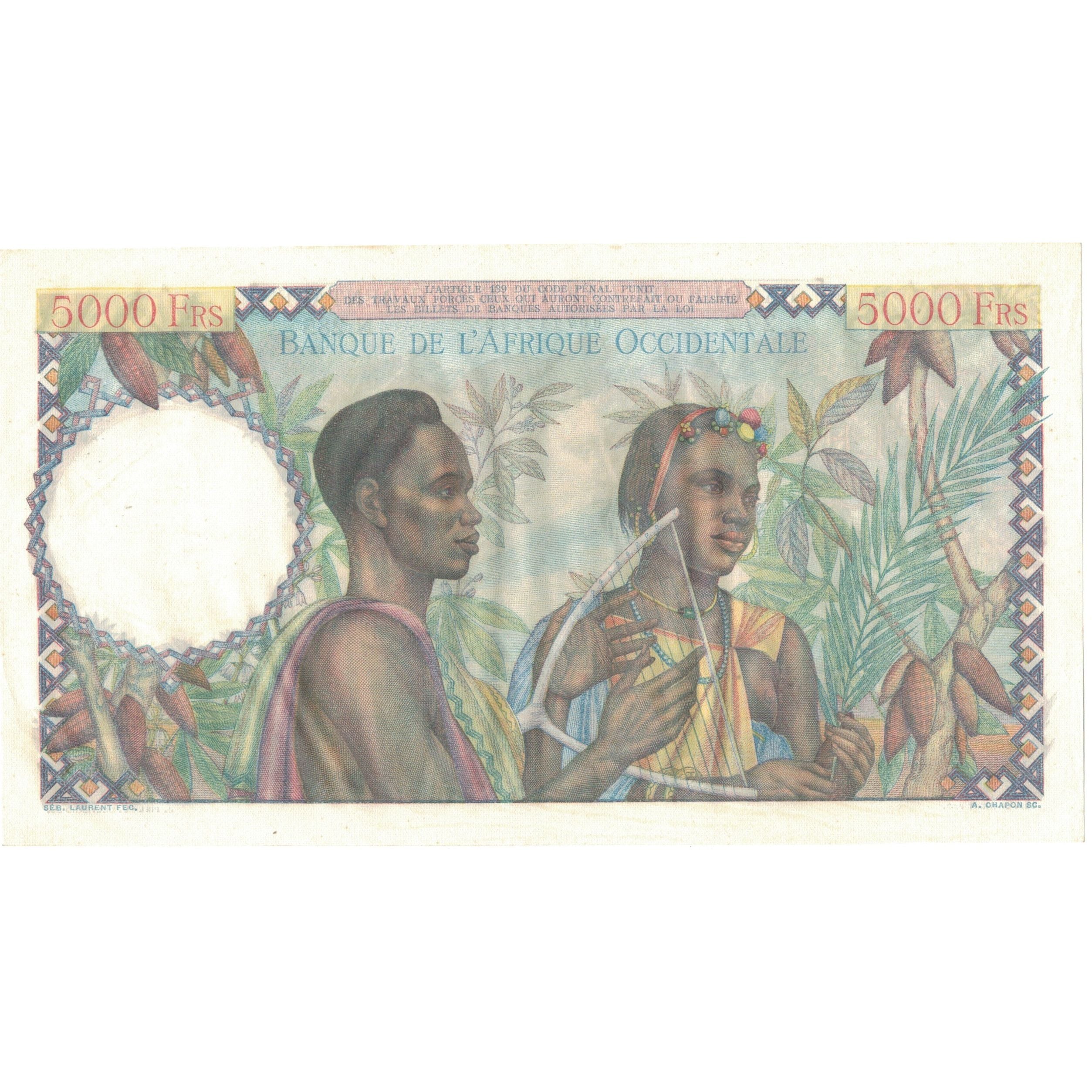 Billete, 5000 Francs, 1950, África oriental francesa, 1950-12-22, KM:43, SC+