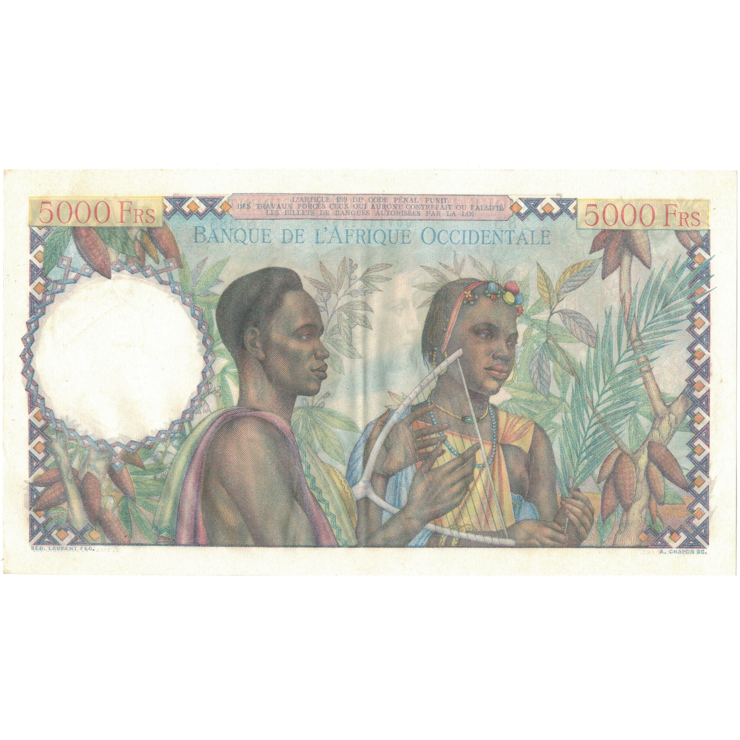 Banconote, Africa occidentale francese, 5000 Francs, 1950, 1950-12-22, KM:43